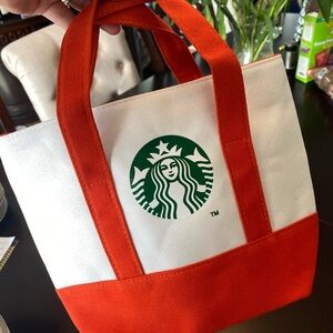 Starbucks Vibrant Orange and White Tote